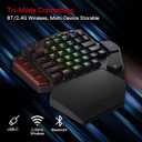Redragon K585 PRO Wireless One-Handed Mechanical Keyboard, 42 Keys 3-Mode RGB 40% Gaming Keypad w/ 7 Onboard Macro Keys, Detachable Wrist Support, Rechargeable Battery (Red Switch)