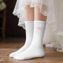 Cute Bridemaids Socks - White Embroidery Wedding Socks For Bride Maids