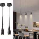 Black Pendant Lights Kitchen Island, Modern LED Pendant Light Fixtures, Small Mini Pendant Lighting Dimmable Hanging for Bathroom, Bar, Dining Room, Bedroom2-Pack