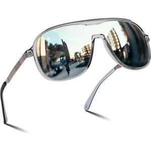 FEISEDY Polarized Sunglasses Men Mirrored One Piece Lens Shades Women Reflective UV Protection Sun Glasses B0277