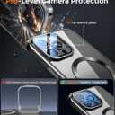 for iPhone 16 Pro Case Compatible with Magsafe Accessories,Stash Stand 9H Lens Protection,Slim Phone Case Military-Grade Shock Anti Yellowing Transparent Case 6.3-Black