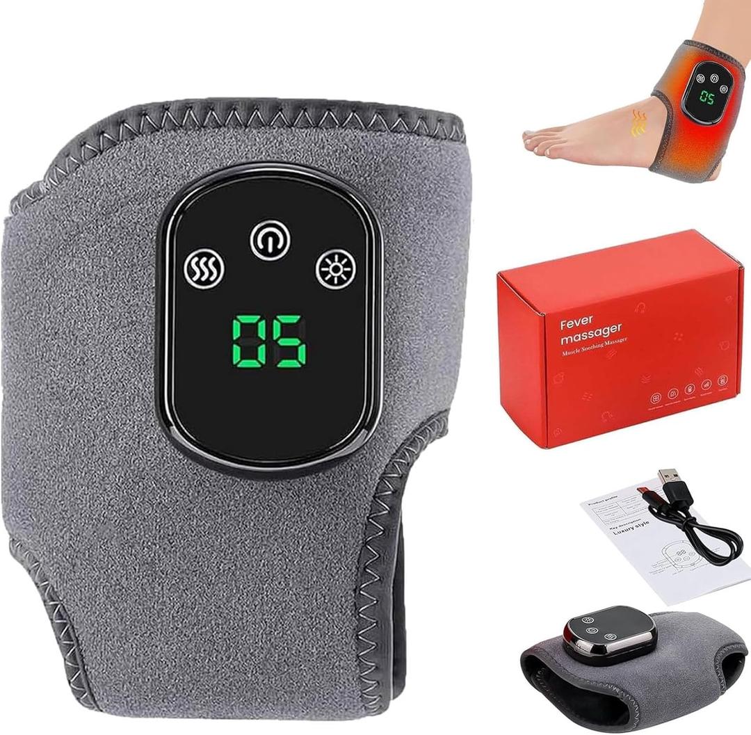 Rercarre Foot Renew Triple Method Massager, 3-in-1 Heated Foot & Ankle Wrap, Triple Technology Foot Massager Ankle, Wireless & Portable Heated Ankles Wrap with 3 Vibration Mode for Home Travel Use