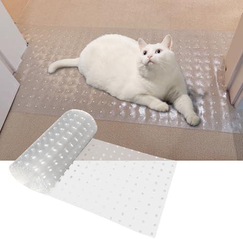 THAMIAO Carpet Protector for cat Dog Anti Scratch Under Door Cat Scratch Protector Mat from Scratching Easy to Cut Non Slip Plastic Carpet Scratch Stopper Cat Scratch Guard Carpet 3.6FT(Clear, 1pcs)