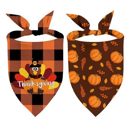 Thanksgiving Dog Bandana, Pumpkin Turkey Dog Thanksgiving Scarf Buffalo Plaid Printing Adjustable Bandana for Small Medium Large Dogs Pack Of 20