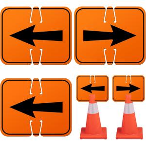 Geetery 3 Pcs Traffic Reversible Arrow Signs 12.6 x 10.4 Inch Orange Detour Signs Cone Top Road Traffic Warning Directional Left Right Arrow for Barricade Outdoor Construction