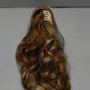 Ponytail Extension, 24 Claw Clip in Ponytail Extensions Curly Wavy Synthetic Hairpiece for Women - Medium Blonde with Blonde Highlights