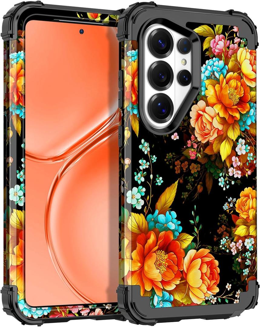 Casetego for Galaxy S26 Ultra Case,Three Layer Heavy Duty Sturdy Shockproof Protection Full Rugged Hard PC+Soft TPU Bumper Protective Girls Case for Samsung Galaxy S26 Ultra 5G 6.9 inch,Deep OrangeFlo