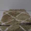 Fluffy Rug for Bedroom, Stripe Checkered Rug Anti-Skid High Pile for Living Room Bedroom Kids Room Nursery, Dorm Home Decor (9' x 6' (Rectangular), Beige/White)