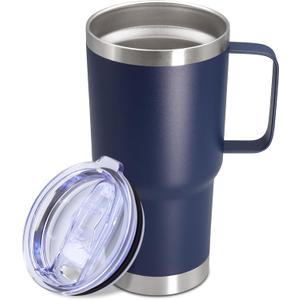 20 oz Tumbler with Handle and Lid, Stainless Steel Tumbler Insulated Travel Coffee Mug, Spill Proof Double Wall Vacuum Tumbler Cup Keep Drink Hot & Cold, Navy, 1 Pack