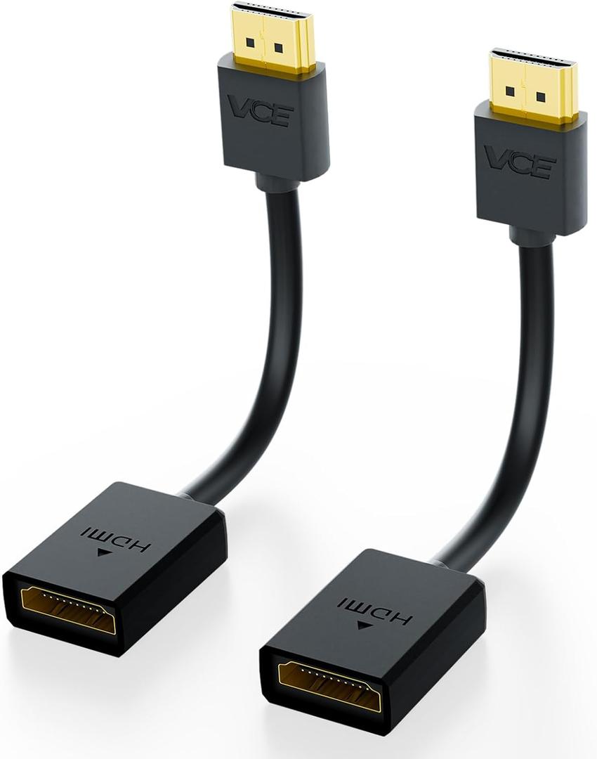 VCE 2-Pack HDMI Male to Female Swivel Adapter HDMI Extension Gold Plated Converter for Google Chrome Cast, Roku Streaming Stick