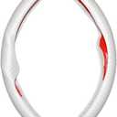Car Steering Wheel Modified Carbon Fiber Pattern Non-slip Sports Steering Wheel Cover Accessories- Carbon Fiber Design, Anti-Slip, Comfortable Grip, Breathable for Tesla Model3/Y 2019-2024(White)