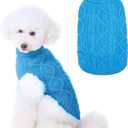 BINGPET Thermal Knitted Dog Sweater for Large Dogs,Winter Dog Cat Coat Warm Sweartershirts Outfits,Classic Cable Knit Turtleneck Pullover Dog Jumper Coat Warm Sweartershirts (Blue)