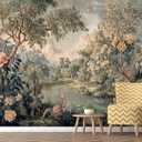 Toolhom Mural Featuring Natural Landscapes with Flowers Plants and Trees
