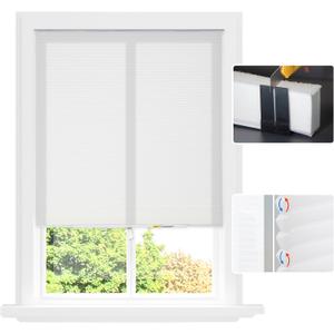 Easy Install Cellular Shades - No Drill Blinds for Windows, Blackout Shades No Drill, Custom Honeycomb Blinds for Easy Cutting - Telescopic Track (White, 29 x 64 in)