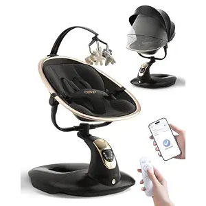Baby Swing for Infants to Toddler, Electric Baby Swing with Sturdy Shield-Shaped Base, 180° Rotation Portable Infant Swing for Newborn Baby Boy Girl Up to 20 lbs, 5-Speeds & 12 Preset Lullabies, Black