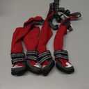 Idepet Dog Suspender Boots, Tall Dog Boots Anti-Slip & Fall Waterproof Shoes Leggings, Adjustable Suspender Boots for Winter Snow Rain Hiking Paws Protector (Red, 1)