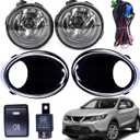 BestParts Pair Fog Lights Set Kit Compatible With Nissan Rogue Sport 2017 2018 2019 With Covers(Chrome Plating) + Switch + Wiring Replaces NI1039156 NI1038156 261508990B 261508993B