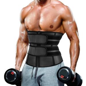 MOLUTAN Waist Trainer Trimmer for Men Tummy Control Shapewear Neoprene Sweat Belt for Weight Loss Slimming Body Shaper (Black, X-Large)