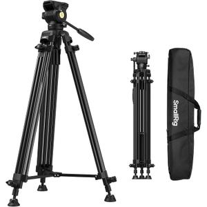 SMALLRIG 73''/186cm Heavy Duty Aluminum Alloy Video Tripod, Max Load 8kg (18lbs), Fluid Head with +85 to -78 Tilt Range, Compact Travel Tripod Weight 3.1kg(6.8lbs), Folded Height 88cm, AD-14-5440
