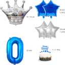 25th Birthday Party Decorations Blue Happy Birthday Banner Latex Confetti Balloons Number 25 Foil Balloon Silver Crown Star Mylar Balloon Cake Topper for Men Women Anniversary Party Supplies