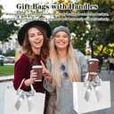 SKEFOLI Gift Bags White Gift Bags with Ribbon Handles, Set of 8, 30x20x10 cm, Ideal for Birthday gift bag, Anniversaries wedding gifts