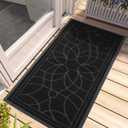 DEXI Front Door Mat Outside Entrance, Heavy Duty Non Slip Low Profile Doormat for Entryway, Trap Dirt and Moisture Welcome Mats, Easy Clean, Patio, Garage, 4x2, Black