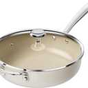 Redchef Ceramic Saute Pan with Lid, Nonstick Deep Frying Pan, 5QT Jumbo Cooker with Helper Handle & Lid, Non Toxic Ceramic Cooking Pan, Chef Pan, Dishwasher & Oven Safe, PFAS PFOA & PTFE Free