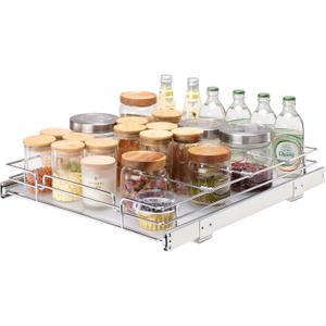 VEVOR 15.5" Wx21 Dx3.5 H Pull Out Cabinet Organizer, Heavy Duty Slide Out Pantry Shelves, Chrome-Plated Steel Roll Out Drawers, Storage for Home Under Sink, 17" Wx22 Dx7 H Install Size for Cabinet