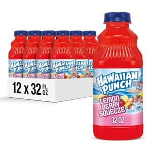 Hawaiian Punch Lemon Berry Squeeze Fruit Juice Drink, 32 Fl Oz Bottle (Pack Of 12), Caffeine-free, Carbonation-free, Gluten-free, Excellent Source Of Vitamin C, Less Than 100 Calories, Best By Jul 01, 2025