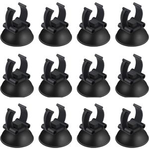 AQUANEAT 12 Pack Aquarium Suction Cups with Clip Black,for 1" Standard Aquarium Heater, Tubing Hose, Plant Fish Tank