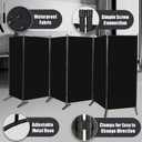 Room Divider-Folding Privacy Screens, 6 ft Partition Room Dividers Wall for Separation, Home, Office, Classroom, Studio (Black, 6 Panel)