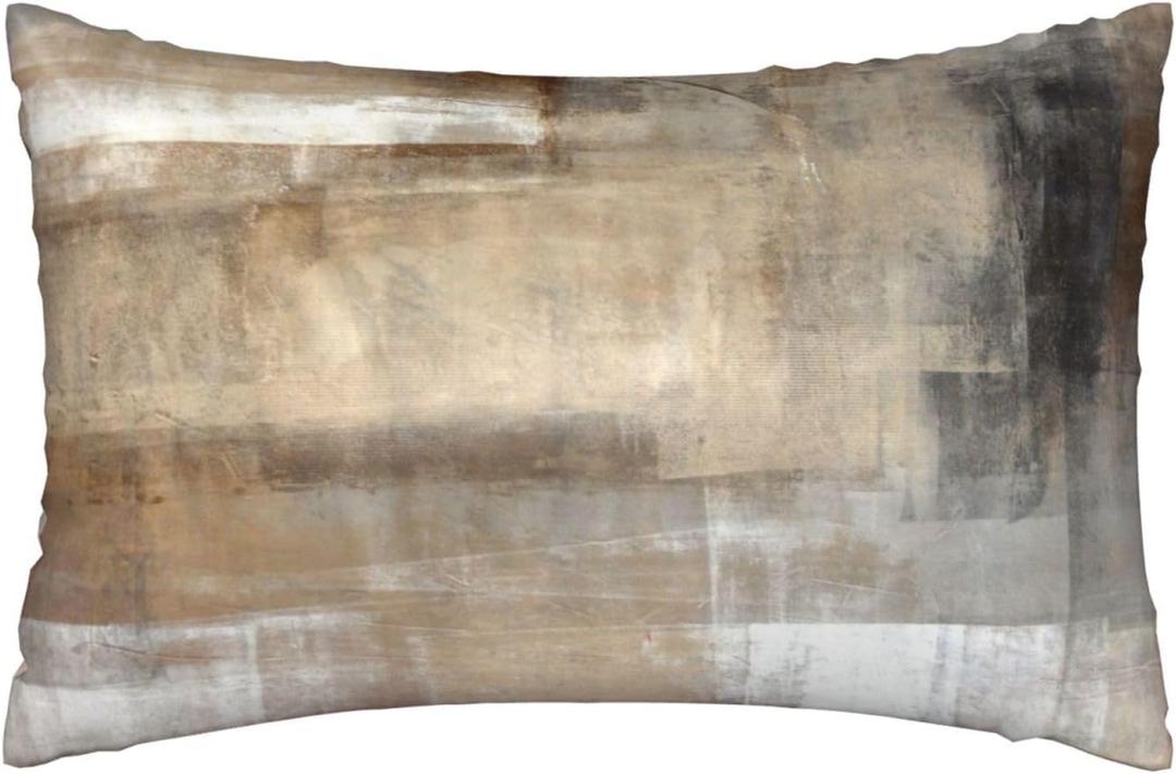 1 Pack Satin Pillowcase for Hair and Skin Brown and Beige Abstract Art Imitation Silk Pillowcase with Hidden Zipper Soft Breathable Smooth Cooling Pillow Cover Queen Size for Bedroom Sofa 20x30