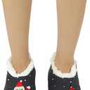 BenSorts Fuzzy Slipper Socks for Women Funny House Slippers with Grips (5-6.5, 1 Pair Christmas Grey)