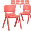 Flash Furniture Whitney 6 Pack Red Plastic Stackable School Chair with 13.25-in Seat Height, Color/Finish: Red