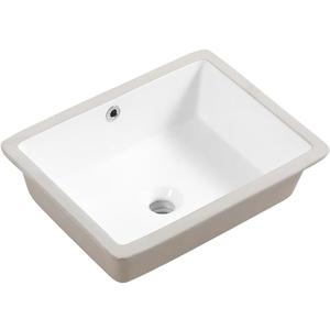 20in Undermount Bathroom Sink Rectangular, 20" x 16" Vessel Sink Rectrangle Undermount Bathroom Sink White Ceramic Lavatory Vanity Vessel Sink with Overflow