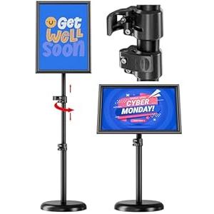 Retractable Sign Holder Stand 8.5x11 inch, Adjustable Floor Standing Sign Stand, Heavy Duty Signage Stand with Snap-Open Frame Display for Shopping Malls, Business Store, Restaurants (8.5x11inches (1 pack))