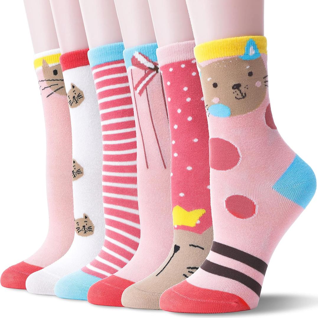 Unicorn Socks Gifts for Girls kids Cute Animal Fun Crew Fashion Funny Novelty Soft Cotton Socks 6 Pairs (M)