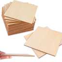 50 Pack Unfinished Wood Squares 4"x4"x1/8" Blank Thin Basswood Sheets for Laser Project Crafts