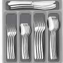 40-Piece Silverware Set with Organizer, EWFEN Heavy Duty Stainless Steel Flatware Set for 8, Food-Grade Tableware Cutlery Set, Utensil Sets for Home Restaurant, Mirror Finish, Dishwasher Safe