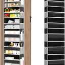 Over The Door Organizer, 8 Shelf Door Hanging Organizers with 8 Large Capacity Pockets, Back of Door Organizer Storage Hanging Shelves for Closet Bathroom Bedroom Nursery (Black)