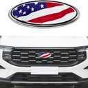 Front Grille American Flag Emblem for Ford, Tailgate Emblem, Oval Overlay Front Grill Rear Tailgate American Flag Decal Badge, 9 Inch Emblem Compatible with F150 F250 F350 (Colorful/Flag)