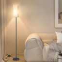 64.6" Floor Lamp, Pole with Foot Switch, Modern Standing Lamp Lampshade, Minimalist Freestanding Lamp (Bulb Not Included), for Living Room, Bedroom Office ETL Listed, Black and Beige E07LD05