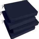 Basic Beyond Outdoor Chair Cushions Set of 4, Square Corner Outdoor Cushions for Patio Furniture, Water Resistant Patio Chair Cushions with 2 Ties, 18.5x16x3, Navy