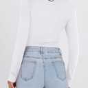 Womens Long Sleeve Shirts 2025 Sexy Ruched Square Neck Tops Trendy Double Lined Fitted Top Blouses Outfits (White, M)