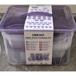 LOCK BOX 100 Piece Food Storage Container Set PURPLE (50 Lids/50 Containers)