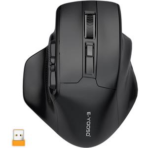 E-YOOSO Large Wireless Mouse for Big Hands, X-31 Cordless Ergo Computer Mouse, 6 Buttons, 5-Level 4800 DPI, 18 Months Battery Life, for Laptop, PC, Chromebook (Black)