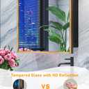16x24 Inch Bronze Medicine Cabinet Mirror with Hand-Made Vintage Carving Flower and Aluminum Frame, Full Metal Cabinet, Recessed & Surface Mount, 2 Shelves, Arched Mirror with Storage for Bathroom