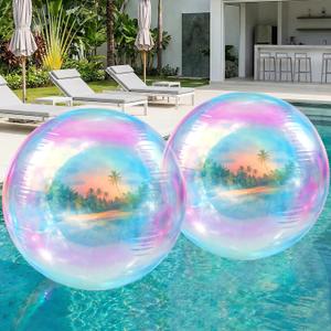 Shappy 2 Pcs Giant Iridescent Balloons Large 4d Round Ball Balloons 60 Inch Giant Huge Aluminum Shiny Foil Balloon for Wedding Birthday Bachelorette Graduation Baby Shower Party Decoration
