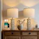 22" Dual Light Table Lamps Set of 2, Touch Lamp with 3-Level Dimming, Lamps for Bedroom with USB A+C Charging Ports, Farmhouse Lamps for Living Room and Night Stands