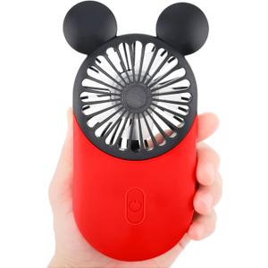 Cute Mouse Personal Mini Fan, Rechargeable Handheld USB Fan, 3 Adjustable Wind Speeds and Wearable Design, Portable Pocket Size for Indoor Or Outdoor Activities (Red)